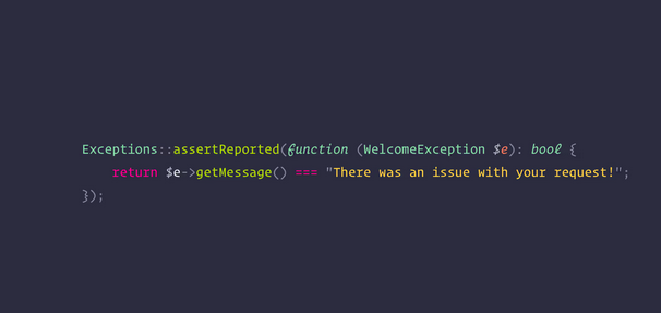 Asserting Exceptions in Laravel Tests